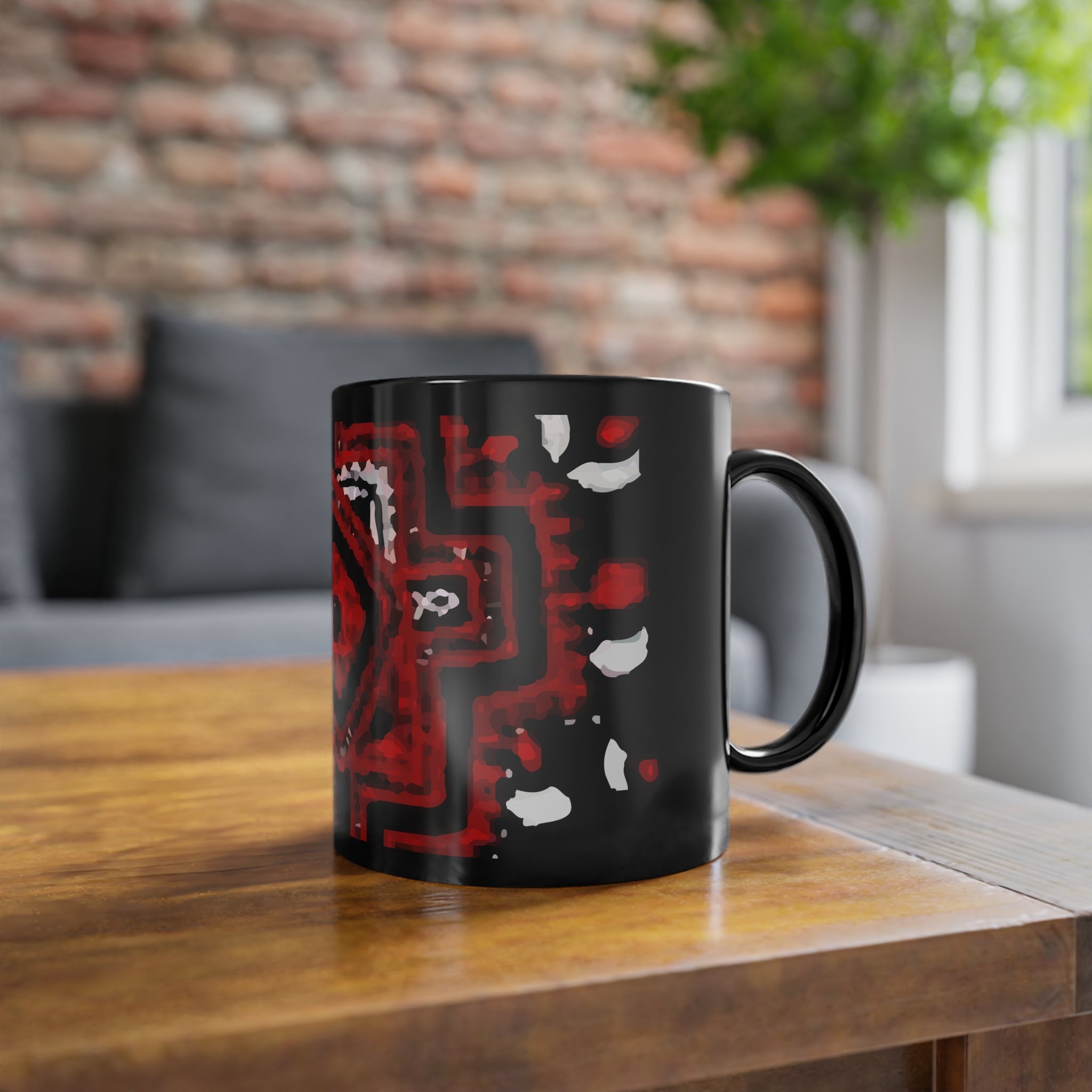 Black Dochi Red Ceramic Mug